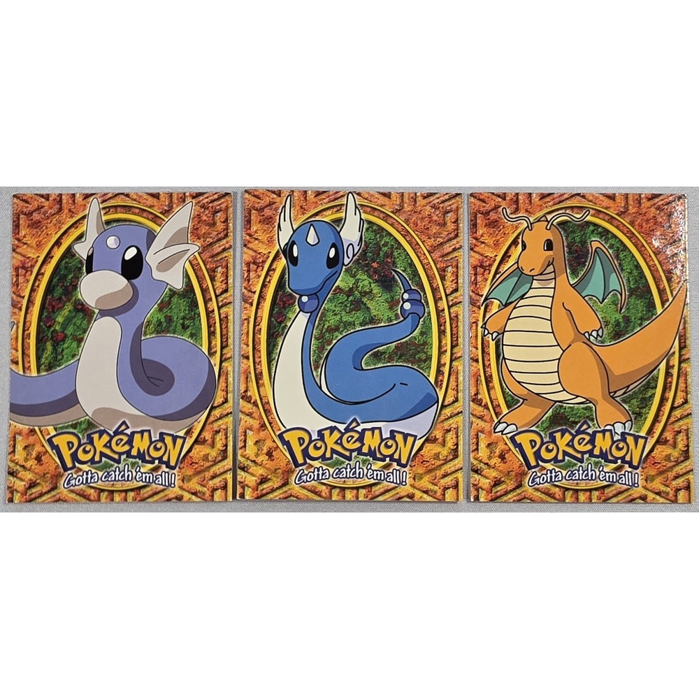 Topps Pokemon Dragonite Dragonair Dratini Blue Logo Rare NM Vintage